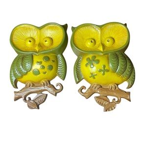 Charming Yellow and Green Owl Wall Art MCM